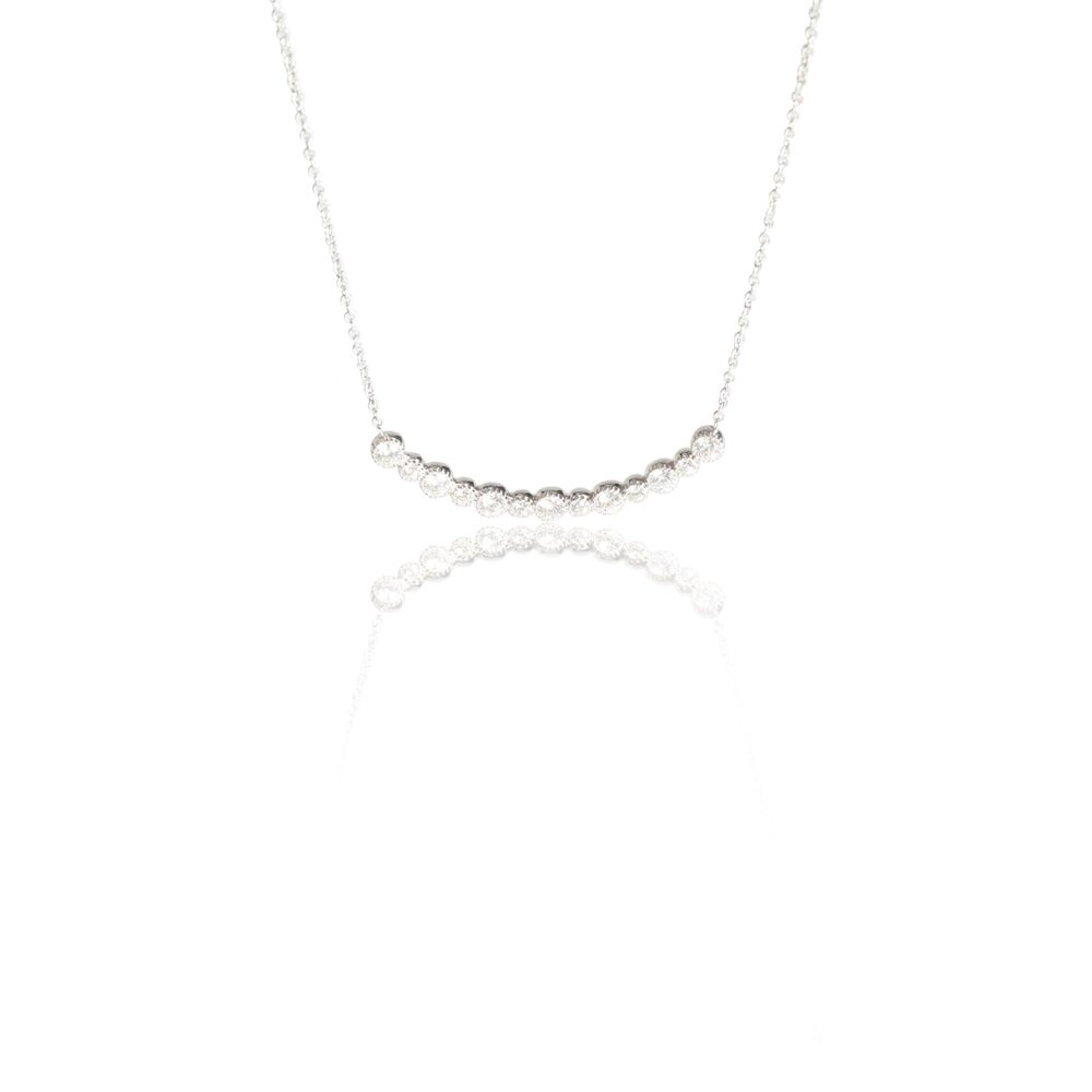 14K White Gold My Story Large Diamond Smile Pendant, .38 Ctw